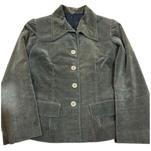 vintage green velvet blazer with burgundy subtle plaid womens' size medium retro